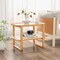 Costway Bamboo Side Table with Rattan Shelf Glass Top Nightstand Small Sofa End Table